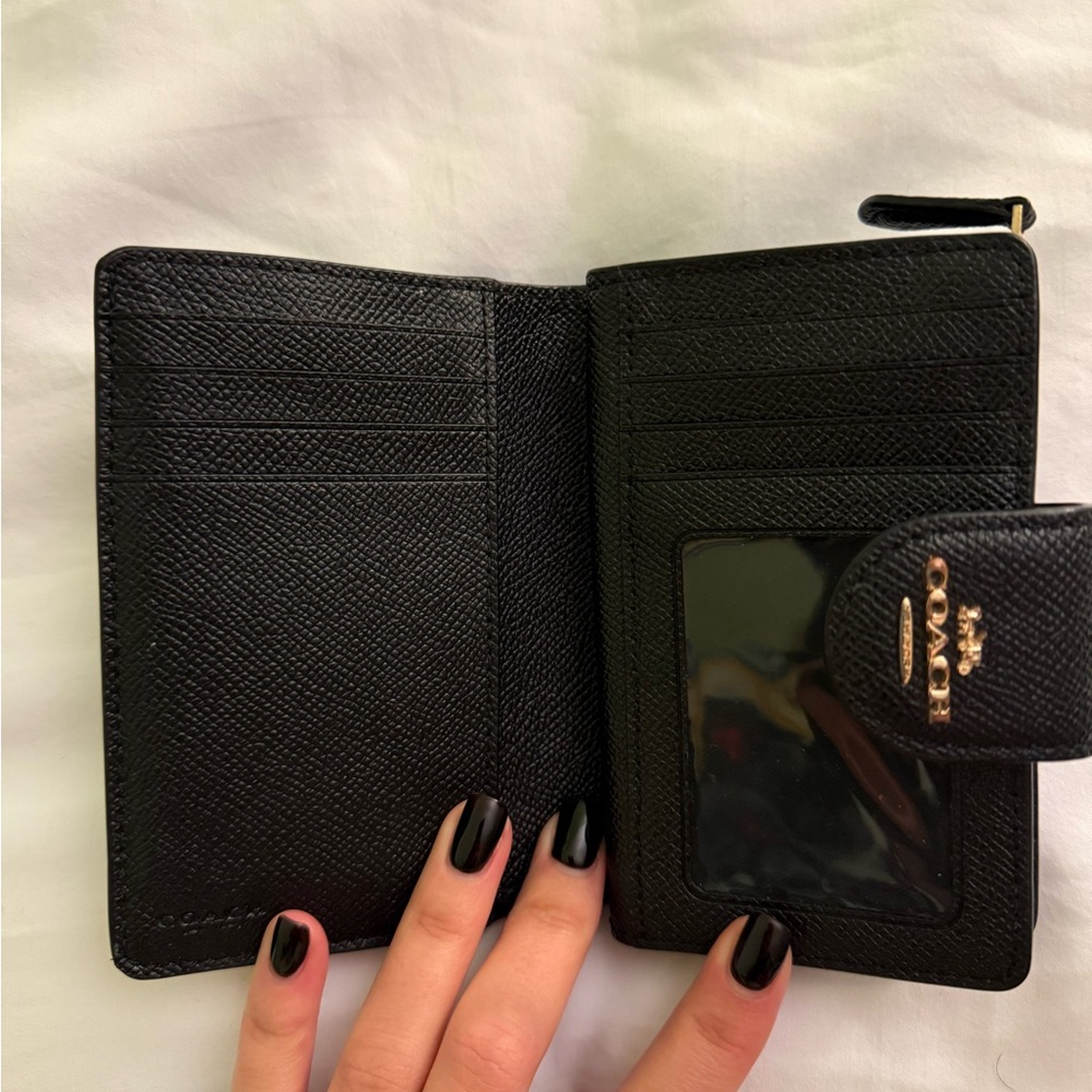 Coach Black Textured Wallet with Gold Logo - Picture 3 of 4